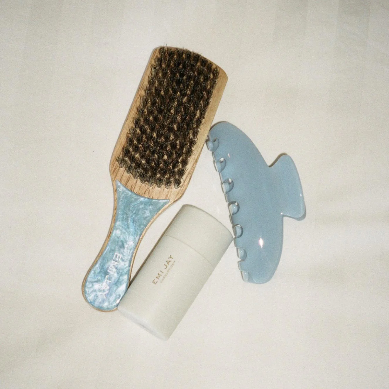 Mini Boar Bristle Brush in Blue Sugar - Image 3