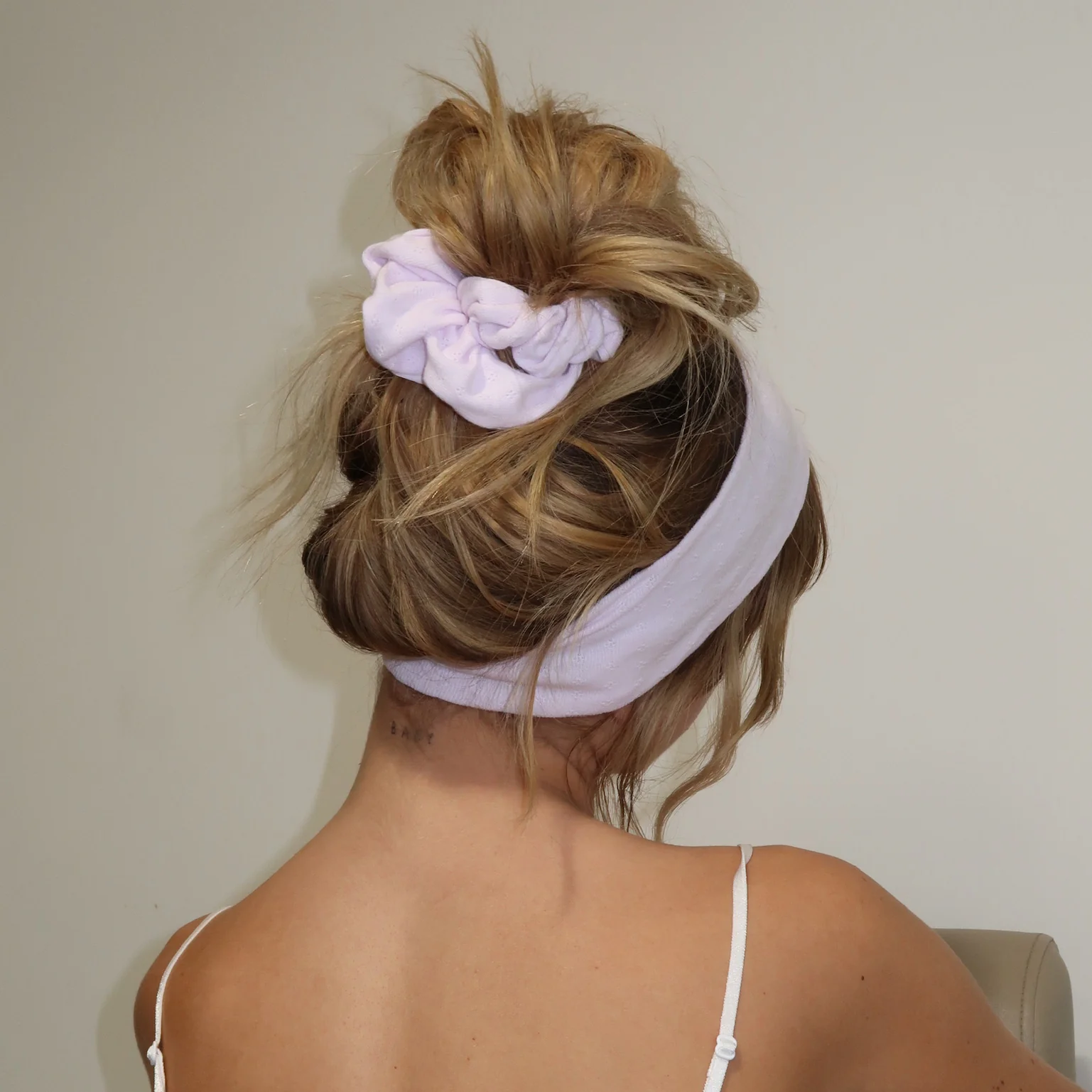 Pointelle Scrunchie in Frosted Lilac - Image 2